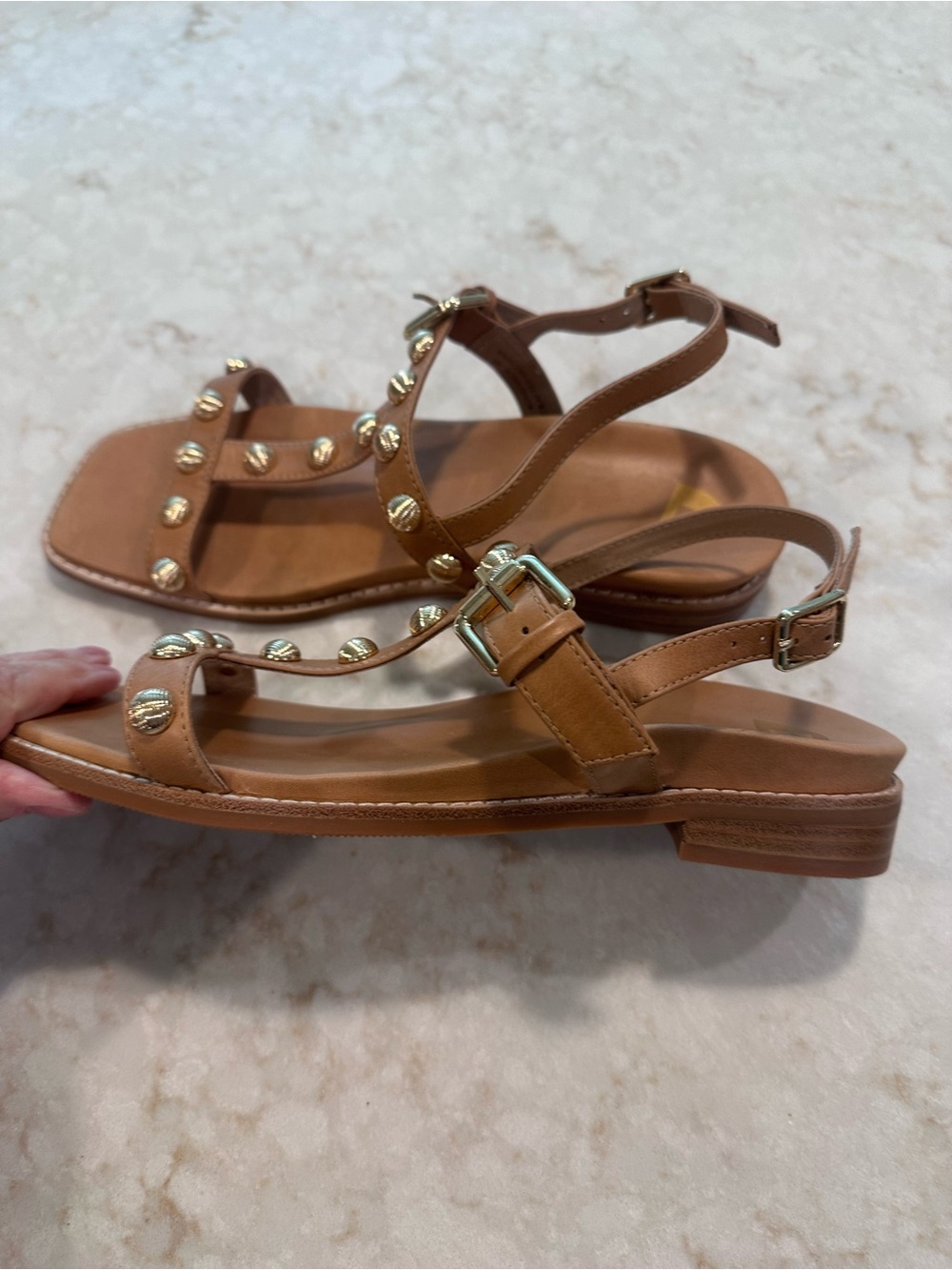 Bared Footwear Rosefinch leather sandle with gold studs. - Picture 2 of 8